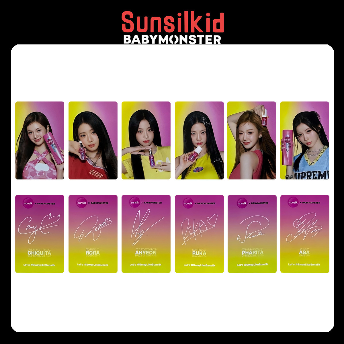 ZJT 6PCS/Set BABYMONSTER Sunsilkid LOMO Card Sunsilk lndonesia Postcards Collection Stars Peripheral JTZ