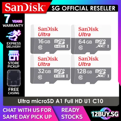 SanDisk Ultra microSD Card Full HD 1080 U1 UHS-I C10 80MB/s Read Speed 16GB 32GB 64GB 128GB QUNS QUNR 12BUY.MEMORY