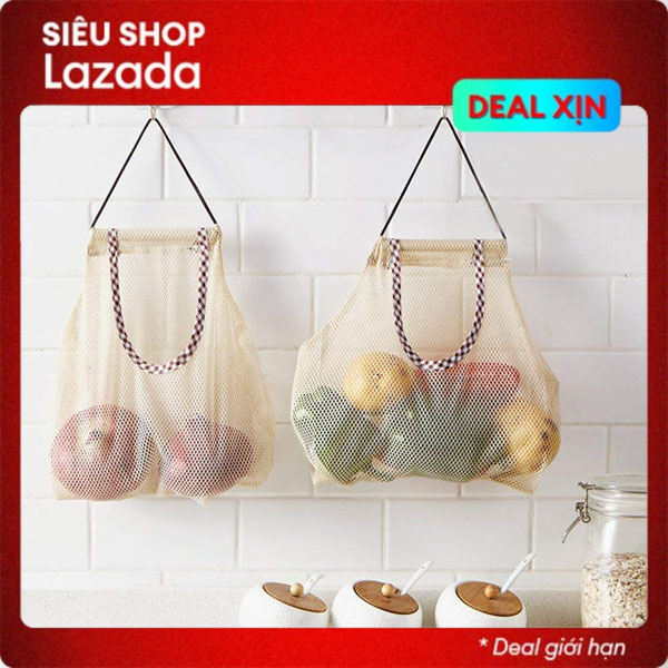 Túi vải lưới đa năng đựng hành tỏi nhà bếp - Túi đựng củ quả nhỏ gọn, an toàn với môi trường
