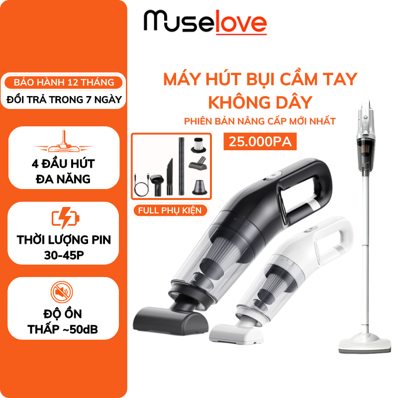 Máy Hút Bụi Cầm Tay DELADEP Không Dây Đa Năng, Hút Bụi Giường, Ô Tô 25000PA Thiết Kế Nhỏ Gọn, Tiện L