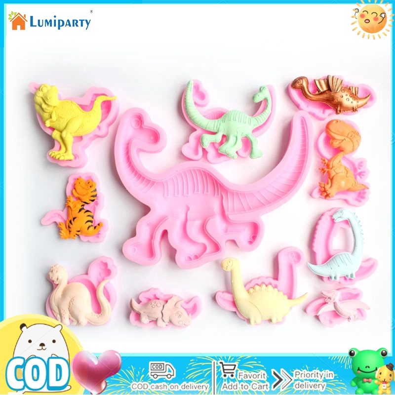 1Pcs Cartoon Dinosaur Silicone Mold Fondant Cake Decoration Chocolate Kitchen Cooking Tools Clay Wax Plaster Resin Mould ราคา 19 บาท*ส่งฟรี