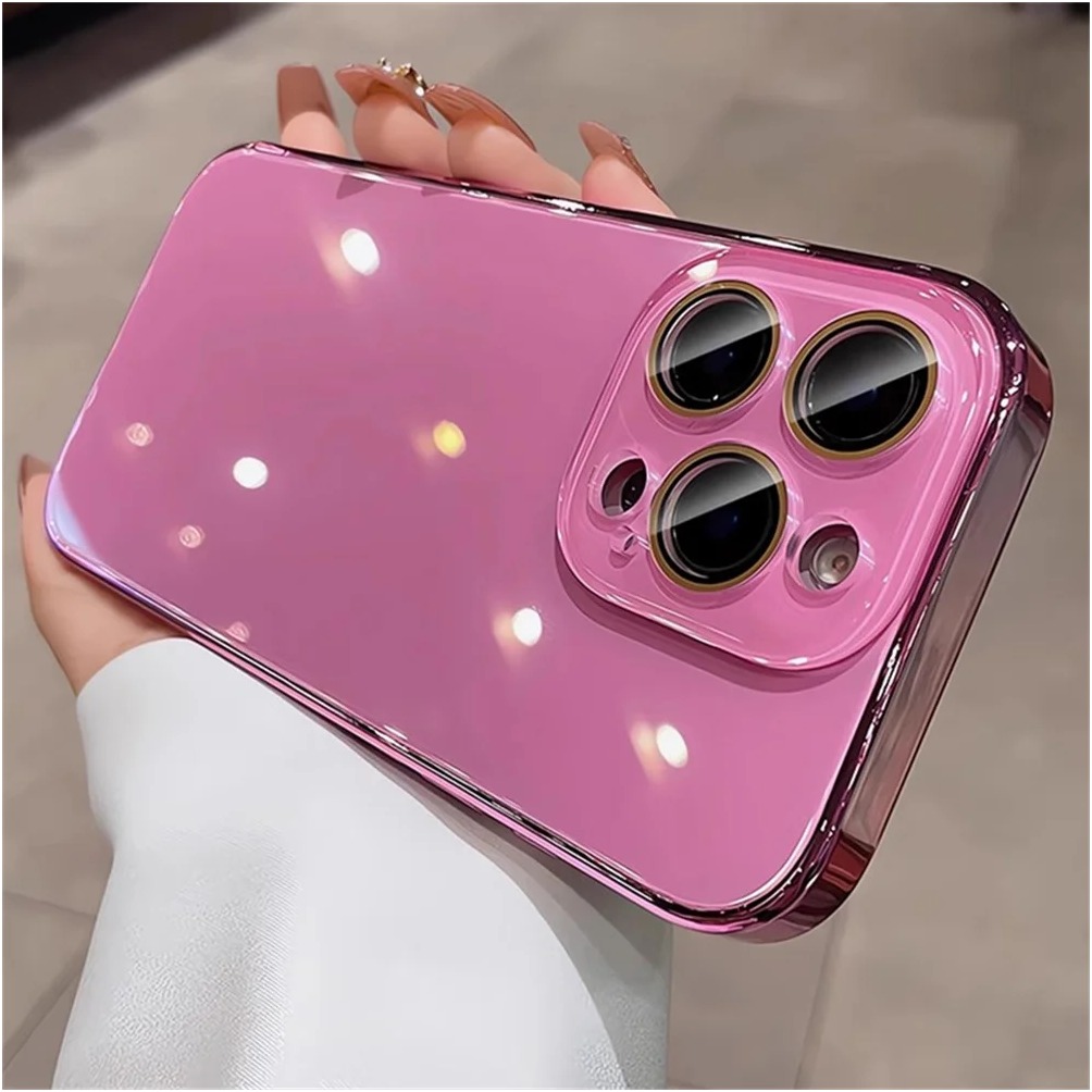 New fashion💯 Luxury Plating Bumper Armor Glossy Phone Case For iPhone 15 16 17 Pro Max Air 14 13 12 