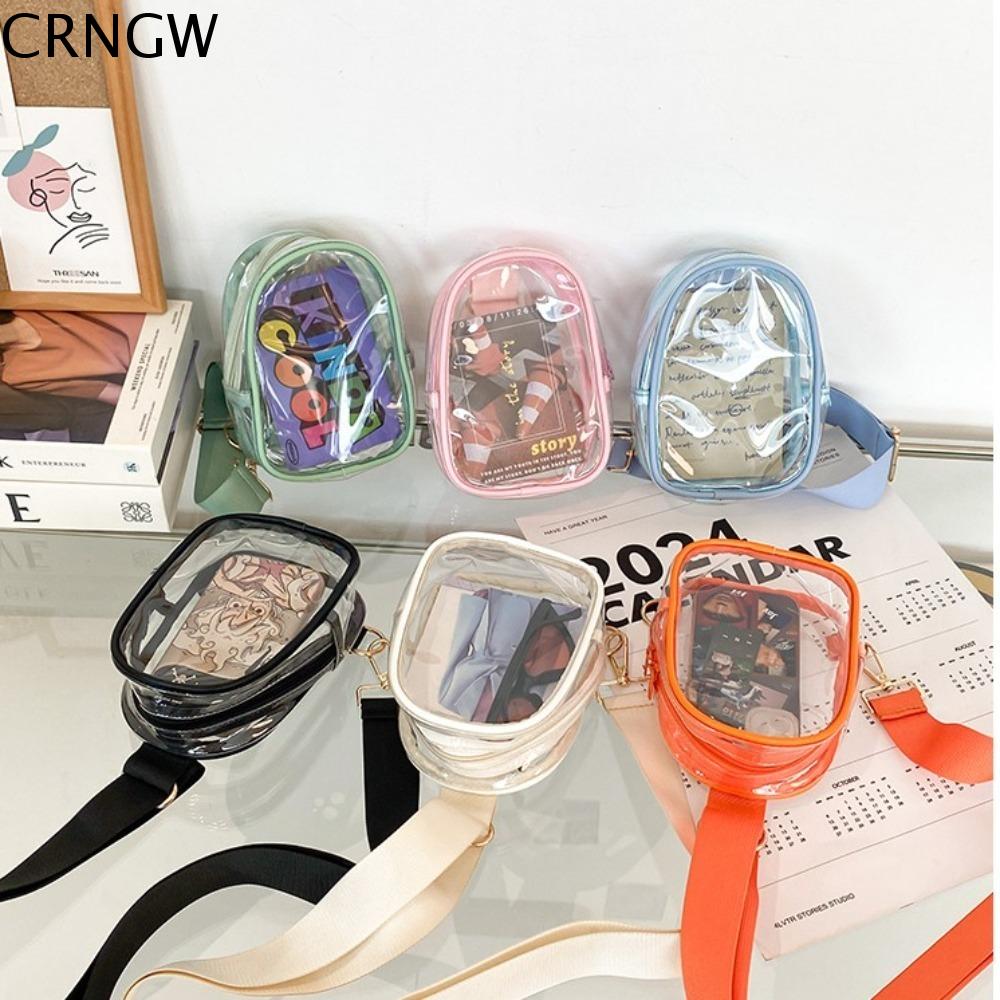 CRNGW พีวีซีพีวีซี กระเป๋าสะพายใสคู่ กันน้ำกันน้ำได้ สไตล์เกาหลีแบบ กระเป๋าตุ๊กตาออกไปข้างนอก ลำลองแบบสบายๆ แบบพกพาได้ กระเป๋า Crossbody โปร่งใส เทศกาลสงกรานต์ ราคา 179 บาท*ส่งฟรี