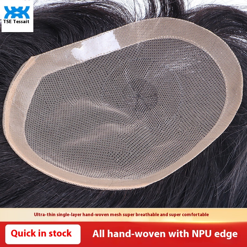 Tse Wig Patch Short For Men Real Hair Toupee On Top Of The Head, Natural Invisible, Lightweight, Comfortable, Bald Hair Replacement Block DH-Handwaved+NPU Edge ราคา 2,450 บาท*ส่งฟรี