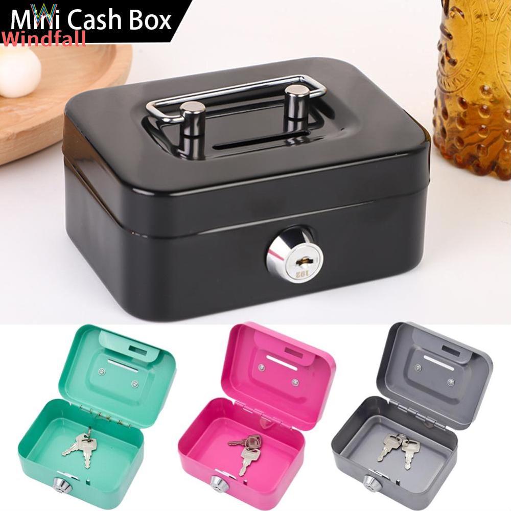 Sigomay tiền nhỏ hộp an toàn có thể khóa hộp tiền mặt với các phím portage kim loại mạnh mẽ Hộp có khóa hộp đồng xu đồng xu lưu trữ Jar với khóa