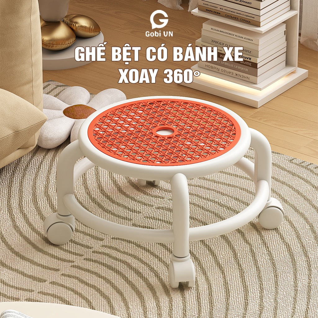 Ghế tròn xoay bệt có bánh xe đa năng xoay 360 độ, ghế bệt đóng hàng khung viền chắc chắn , màu sắc trẻ trung Gobi