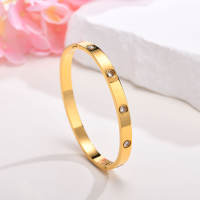 Vnox Chic Cuff Bangle Bracelets for Women Gold Color Stainless Steel Wristband with Bling CZ Stone Anniversary Birthday Gifts for Her