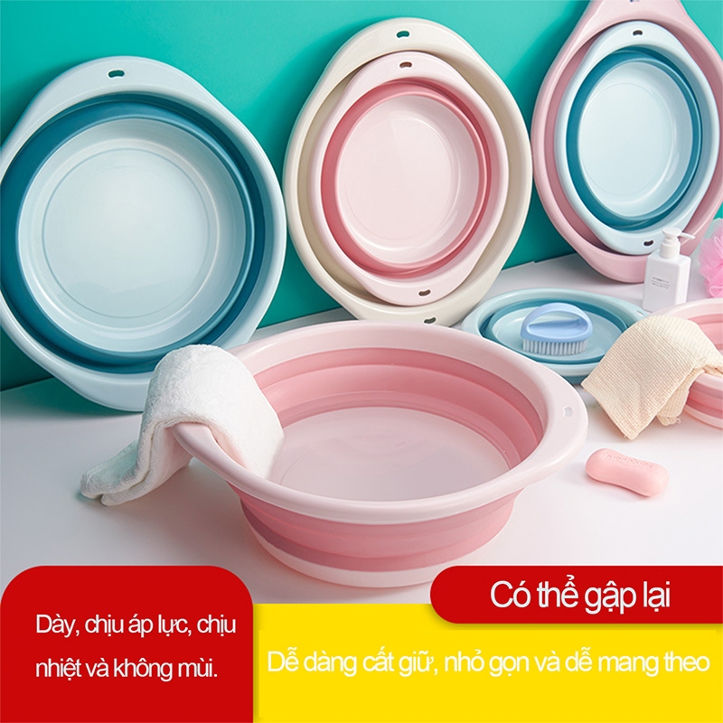 Thau gấp gọn, chậu xếp gọn silicon thau rửa mặt cho bé tiện lợi đa năng