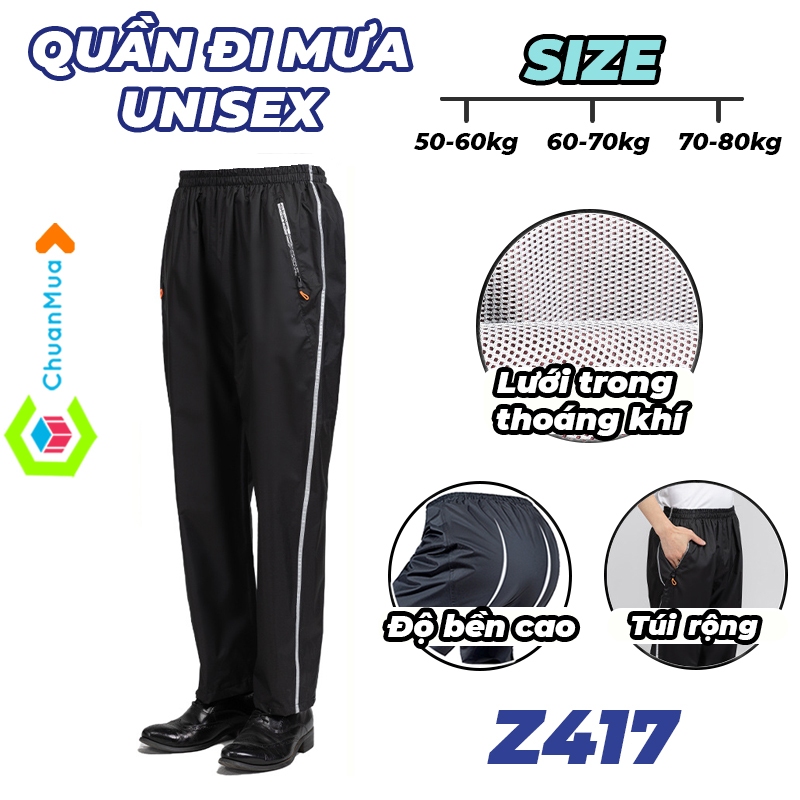 Quần Đi Mưa Vải Dù Chống Thấm Nước Cao Cấp Siêu Bền ( Quần Đi Mưa Lẻ Siêu Nhẹ Phối Với Áo Mưa Lẻ )