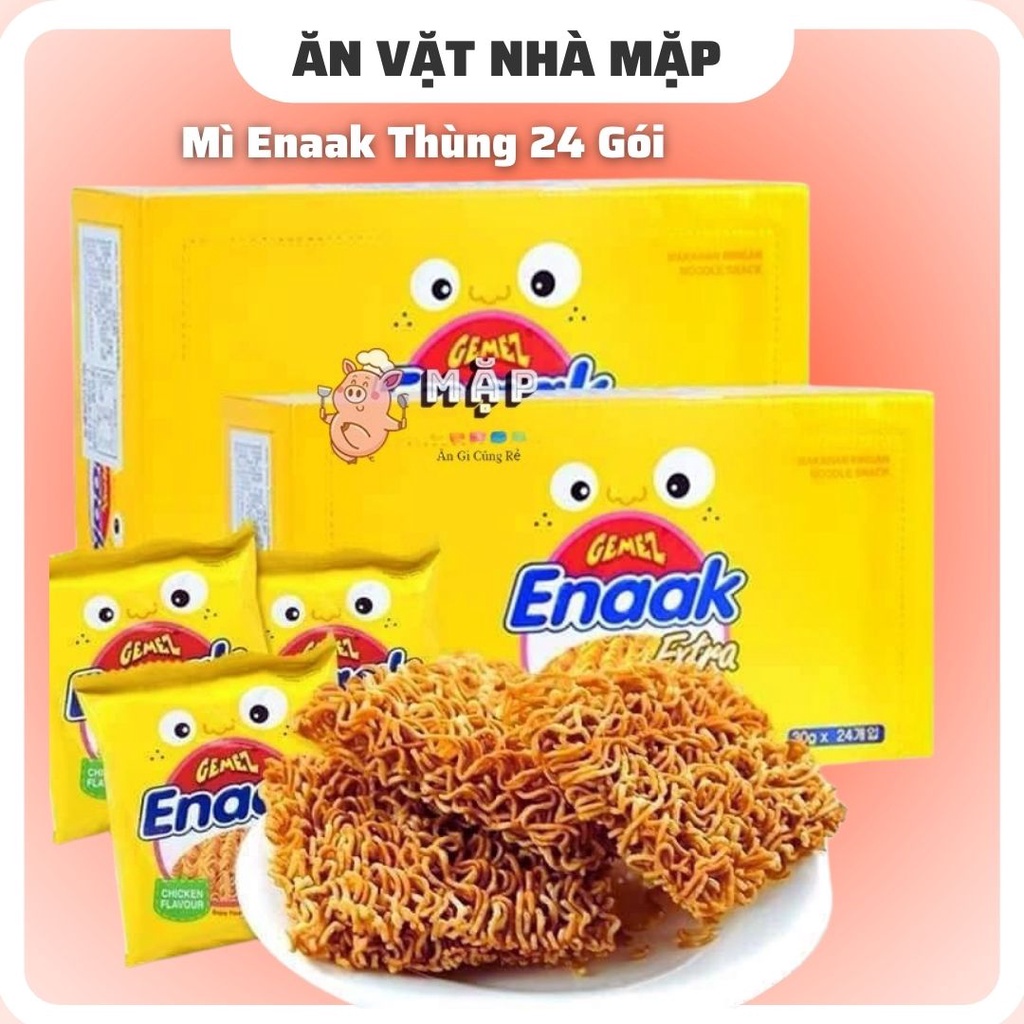 Thùng 24 gói Snack Mì trẻ em Enaak Gemez Vị Gà ăn sống được date mới nhất