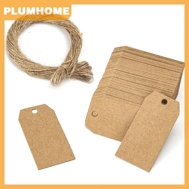 PLUMHOME ✨Konka Thẻ Giấy Kraft Màu Nâu 100 Cái Có Lỗ Để Trang Trí Đám Cưới Hoặc Tiệc Thẻ Quà Tặng