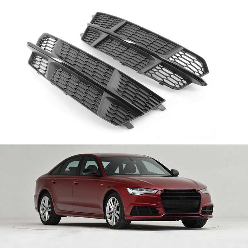 1Pair Car Front Bumper Fog Light Grille Cover 4G0807682AN 4G0807681AN Parts Accessories for 2018 A6L C7 2014-2018 Racing Lower Grills