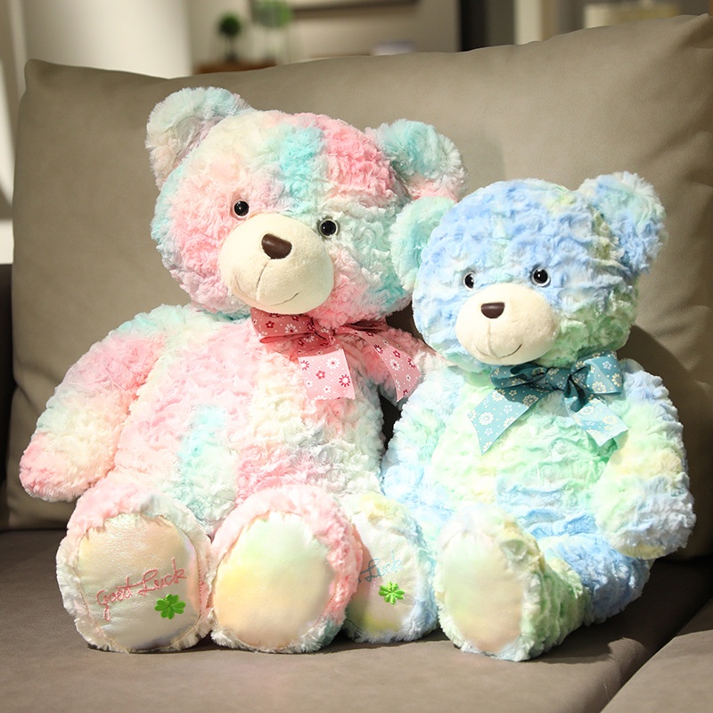 New colorful Teddy Bear Plush Toys Soft Colorful Stuffed Animal Dolls baby