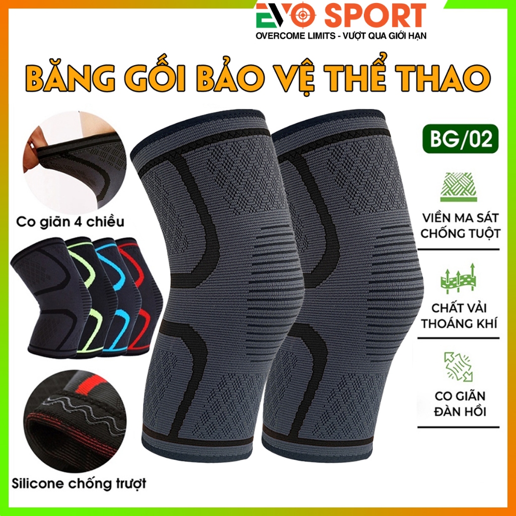 Bó Gối Thể Thao Băng gối Đá Bóng, bóng chuyền co giãn đàn hồi cao cấp, Vớ chân bảo vệ bó đầu gối (1 Đôi)