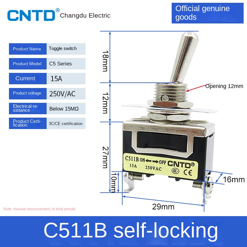 Công Tắc gạt C511b CNTD | C511B/C512B/C513B/C521B/C522B/C523B - Tự Khóa/Phục Hồi, 2-6 Chân, Có Nắp Bảo Vệ C5 Tự Động Hóa