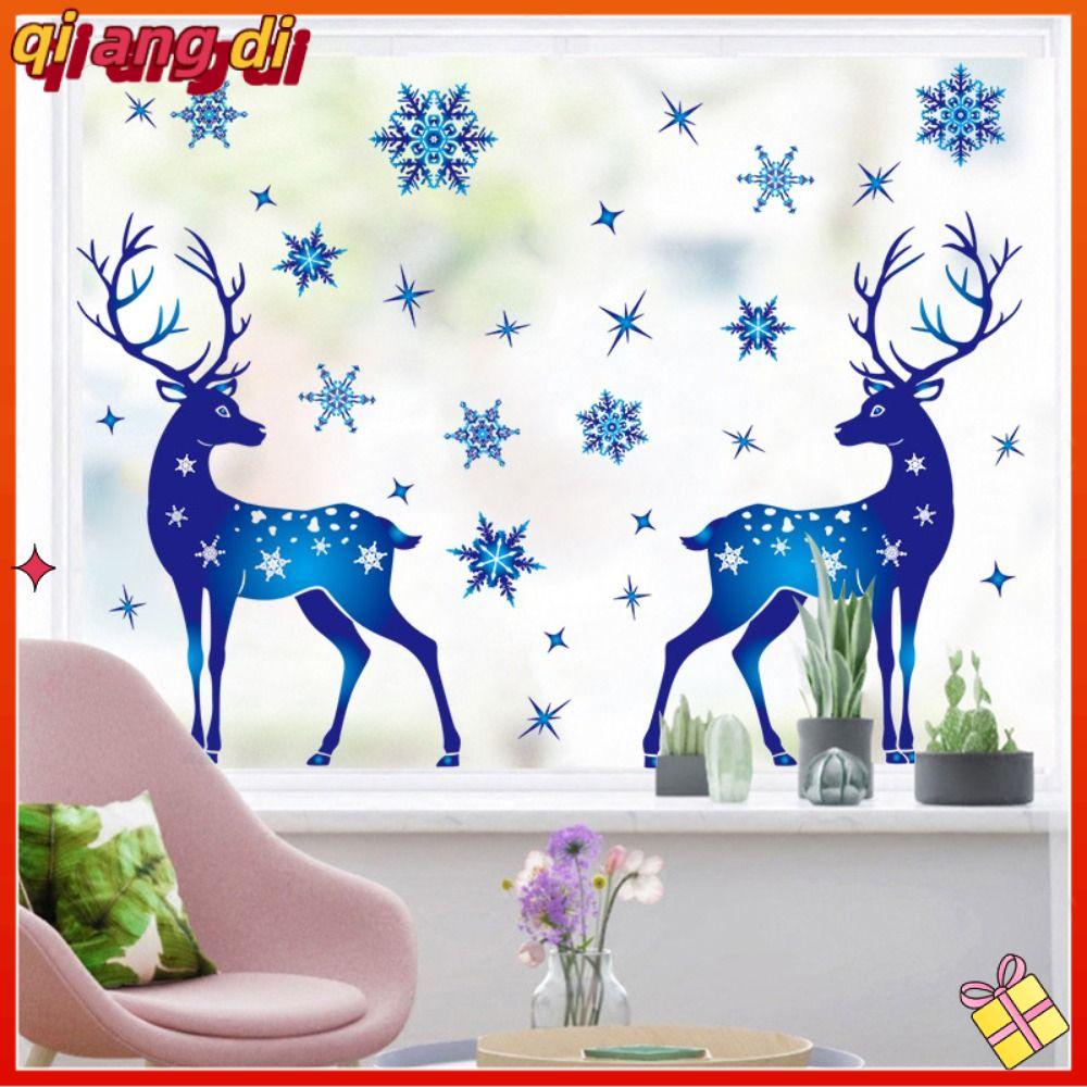 QIANGDI 6 Pieces Xanh dương Miếng dán cửa sổ giáng sinh Tĩnh điện PVC Đề can bông tuyết Chất lượng cao Miếng dán tường