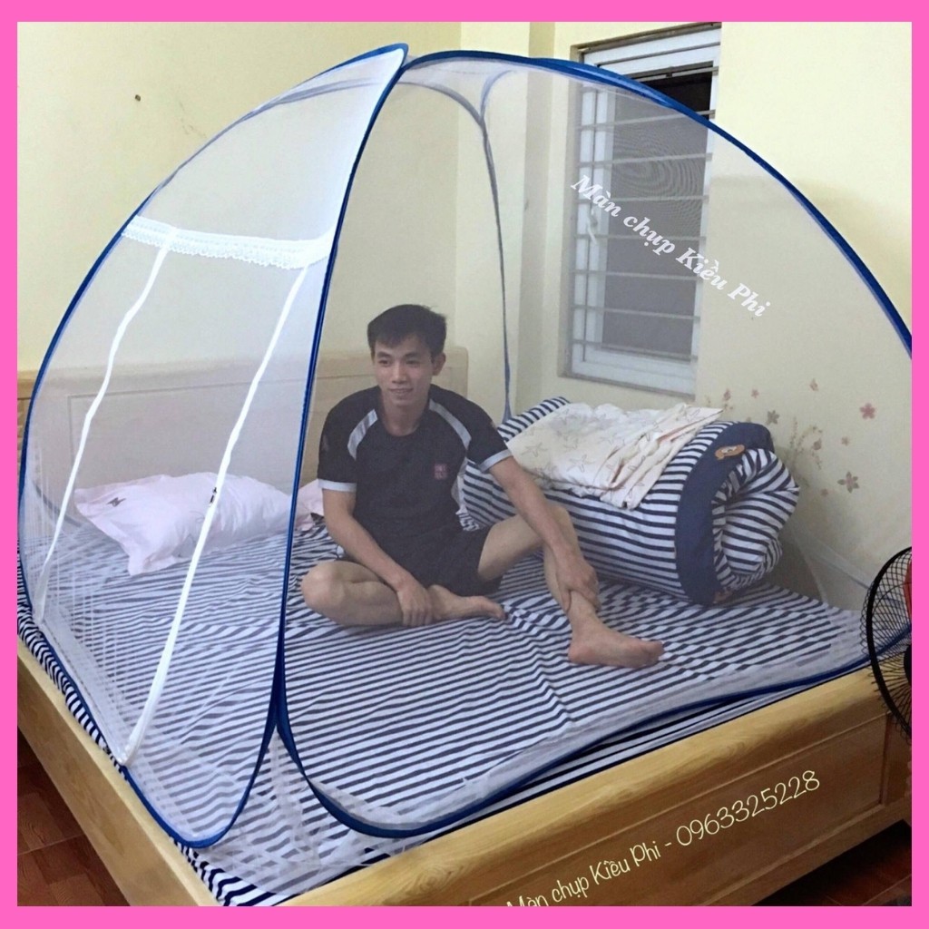 Mùng chụp màn chụp tự bung khung gấp gọn Kiều Phi đỉnh chóp 1m2, 1m4 1m6, 1m8, 2m2 chống muỗi tiện dụng