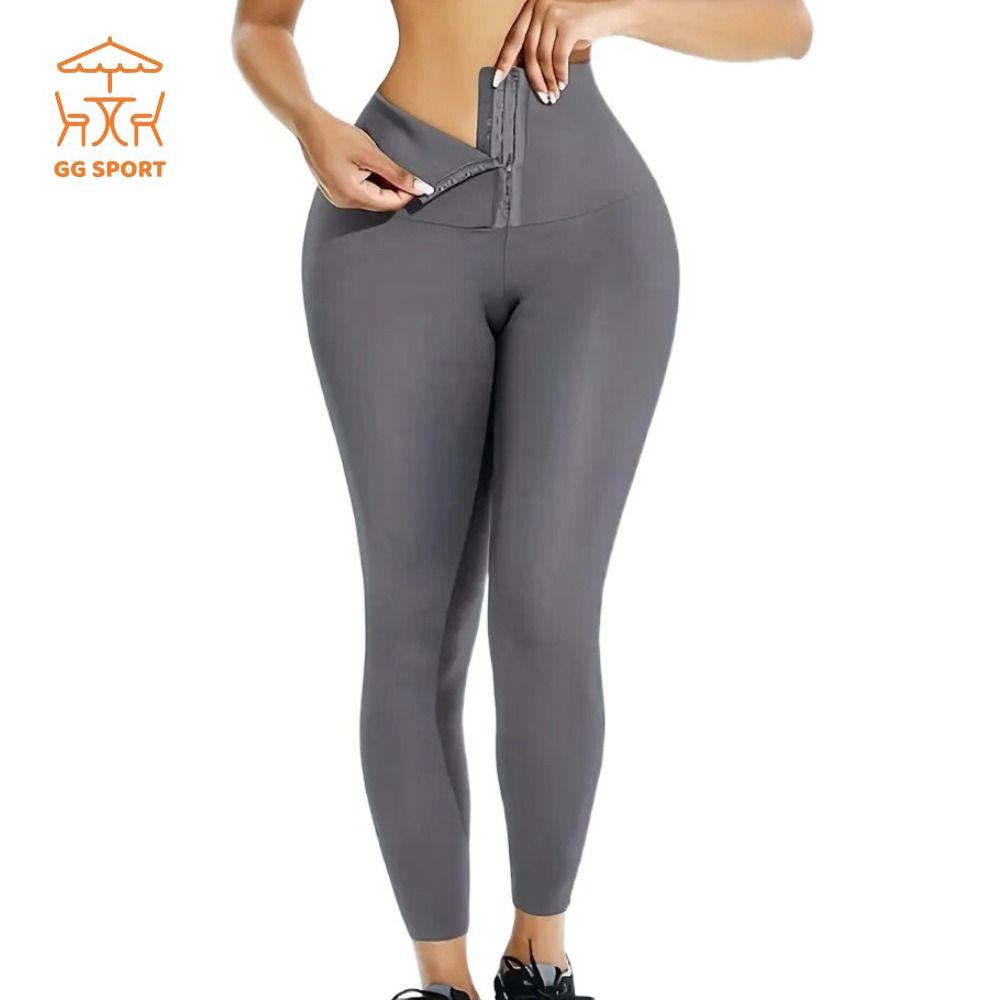 AZM7500 Eo cao Quần legging thể dục Bó sát Màu trơn Quần legging co giãn Quần bó nữ Hai hàng khuy Quần Yoga thể thao Quần Áo Nữ