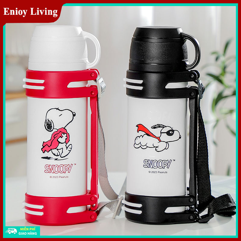 Bình giữ nhiệt inox 304 dung tích lớn 1200ml snoopy ấm siêu tốc giữ nhiệt cốc ngoài trời di động ấm siêu tốc bh0577