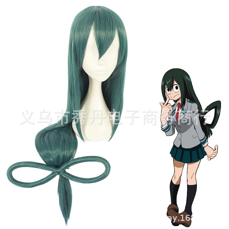 Xiu Dan My Hero College Katak Berti Plum Hujan Hijau Tua Cos Wig 384A