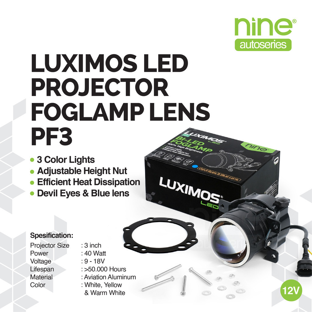 Luximos Biled Foglamp 3 Inch Blue Lens 80W 3 Warna Putih Kuning Warm Toyota Old Pf3 - Nine Autoseries Harga 1,149,900 rupiah*Gratis Ongkir