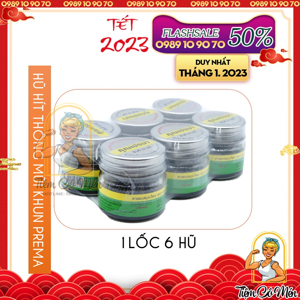 Lốc 6 hũ dầu hít thảo mộc khun prema - hít thông mũi thái lan - hỗ trợ viêm xoang và người sống ở vùng lạnh
