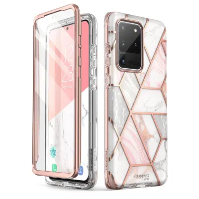 WITH Built-in Screen Protector For Samsung Galaxy S20 Ultra 5G Case i-Blason Cosmo Full-Body Glitter Marble Bumper Cover Case