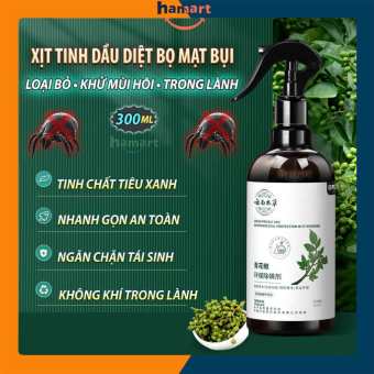 Chai 300ml Xịt Diệt Bọ Mạt Bụi Tiêu Xanh Chăn Ga Giường Tủ Quần Áo Hamart Hết Ngứa Ngủ Ngon