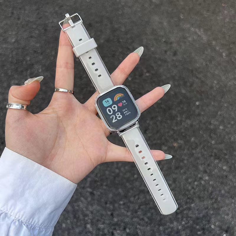 Dây đeo silicon trong suốt hai màu có vỏ trong suốt cho Xiaomi Redmi Watch 5 Active Strap / Redmi Wa