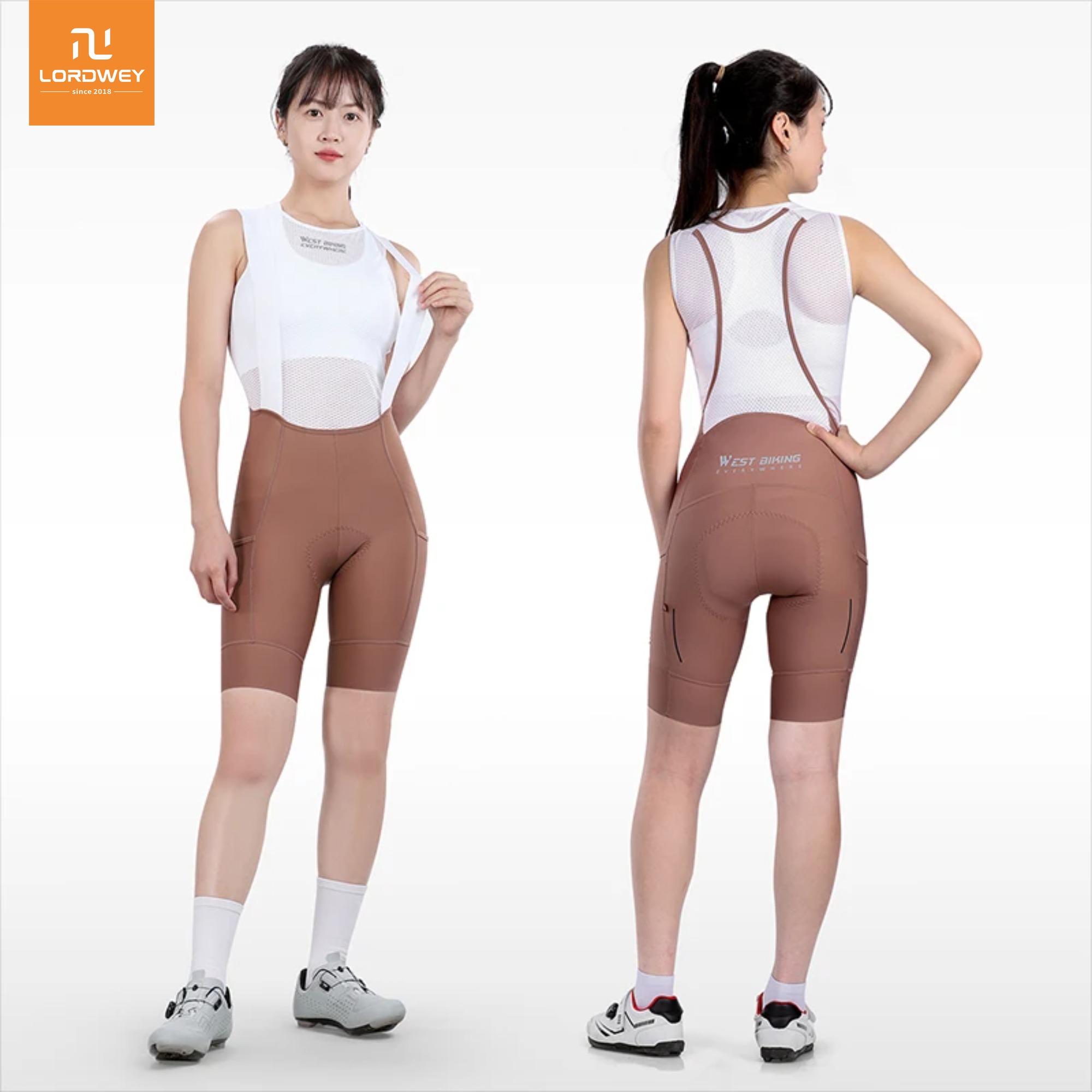 LORDWEY | WEST BIKING Women's Cycling Bib Shorts Italy ELASTIC-INTERFACE Pad Professional Team Cycling Shorts Summer Breathable Bib Pants ราคา 2,735 บาท*ส่งฟรี