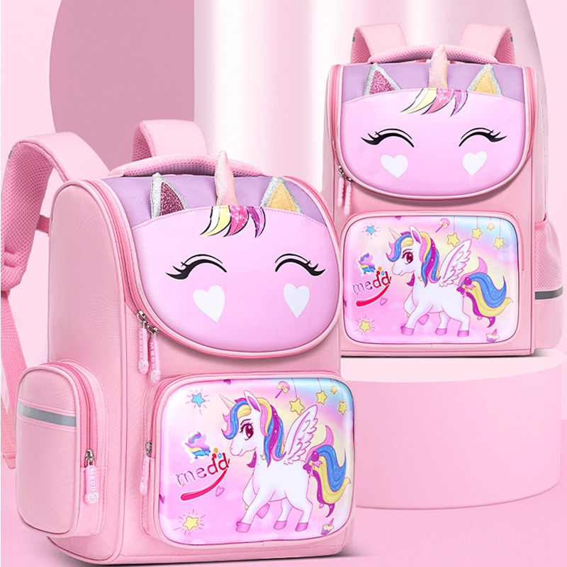 Mới 1-5 Lớp Cặp học sinh Phim Hoạt Hình 3D Unicorn Cô Gái Ngọt Ngào Ba lô đi học cho trẻ em Chàng Trai Trọng Lượng Nhẹ Không Thấm Nước cặp sách cho học sinh tiểu học