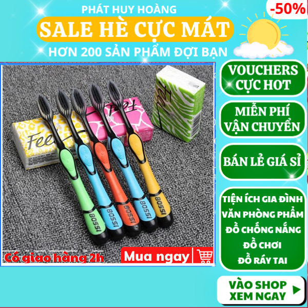 Combo 2 bàn chải đánh răng Bossi Hàn Quốc than hoạt tính sợi tơ giá rẻ, cây bàn chải đánh răng hàn quốc lông mềm, chải răng tơ cho bé, bàn chải bossi đánh răng siêu êm không độc hại, bàn chải tốt rẻ tiền, Phát Huy Hoàng