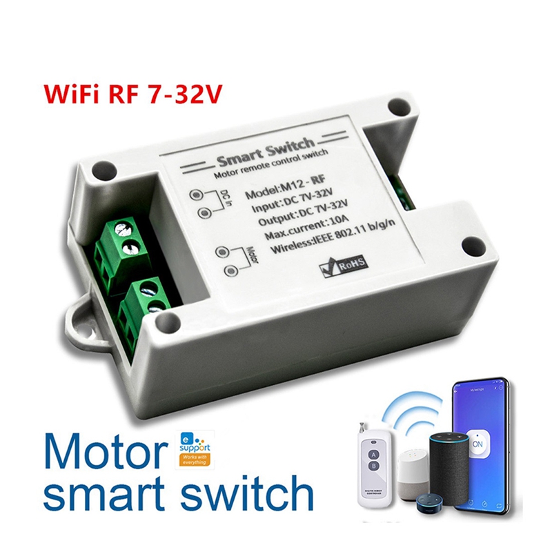Smart Motor Remote Control Switch Wifi Controller 7-32V DC Sliding Gate Curtain Shutter Doors Water Pump Screen