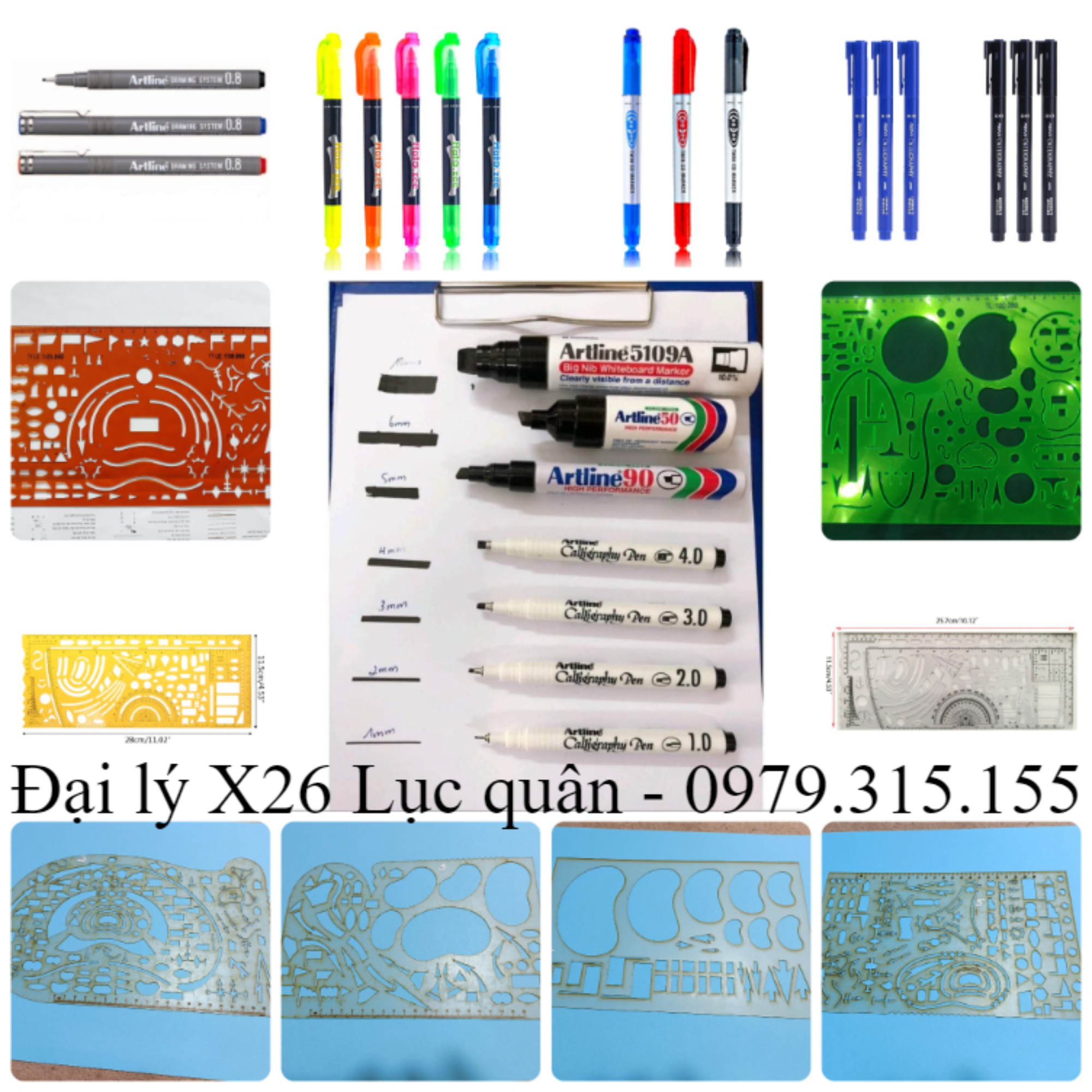 Bút thước vẽ chỉ huy tham mưu kỹ thuật, bút đệm màu tham mưu tổng hợp các loại