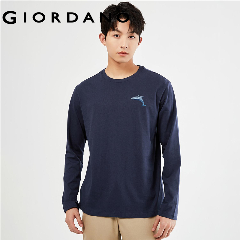 GIORDANO Women Pet Series T-Shirts Whale Fall Print 100% Cotton Tee Crewneck Long Sleeve Simple Fashion Casual Tshirts 91094241 ราคา 568 บาท*ส่งฟรี