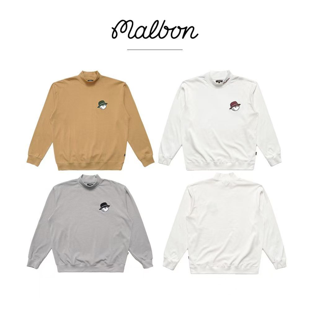 25 Summer South Korea Malbon Golf Clothing Men's Semi-high Round Neck Sports Leisure Light High Elastic Long Sleeve T-shirt