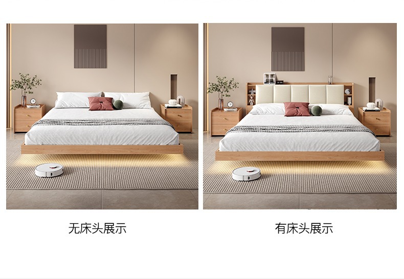 Giường treo kiểu Nhật Bản giường tatami hiện đại đơn giản không có giường đầu giường giường đôi và giường ăn sáng giường ngắn