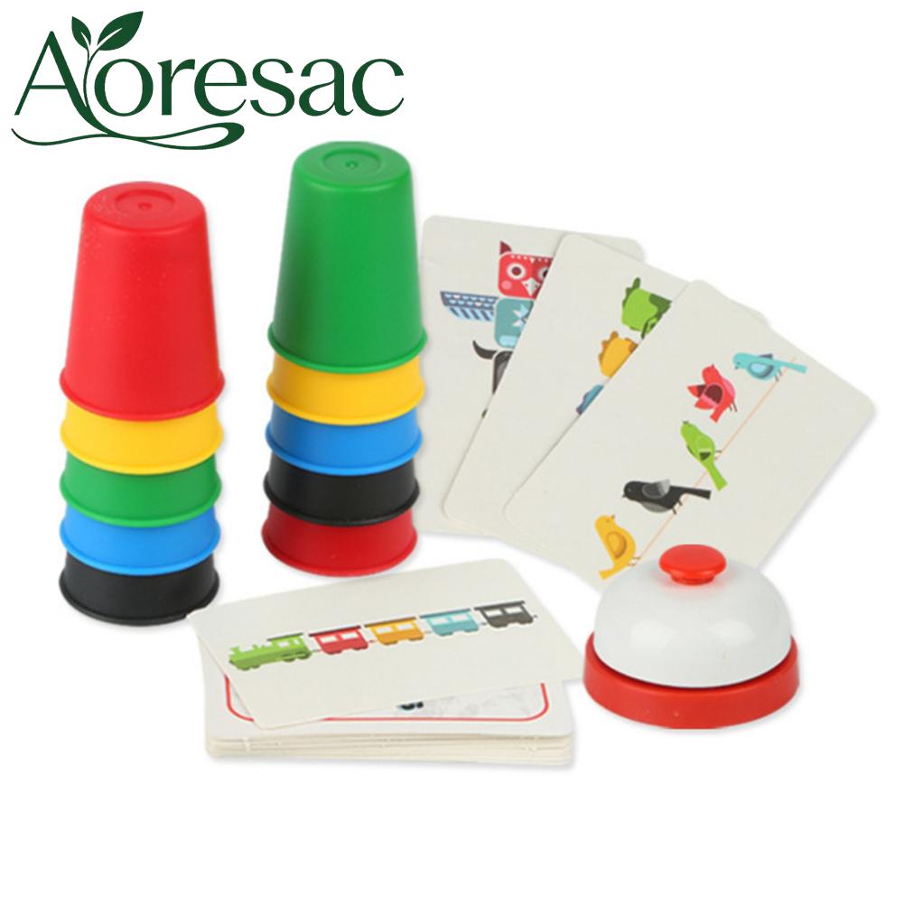 Aoresac เด็กถ้วยเกมซ้อนการแข่งขันการศึกษาที่มีสีสันแบบโต้ตอบซ้อนถ้วยเกมการฝึกอบรมความเร็ว ราคา 732 บาท*ส่งฟรี