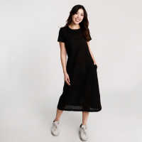 EL FELIPE Rebeca Women Linen Side Seam Pockets Long Dress in Black