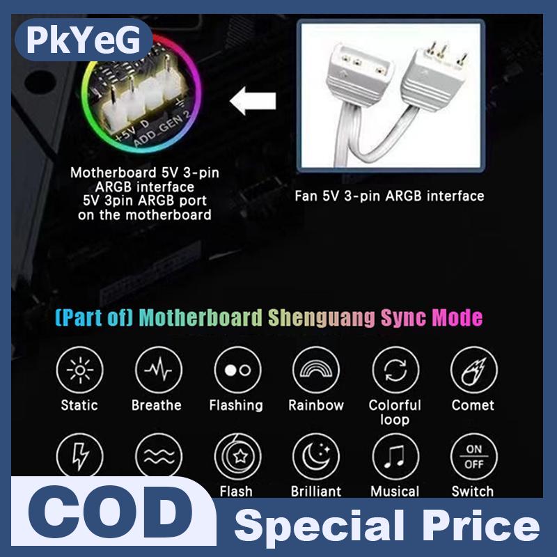 PkYeG 12cm 4 pin quạt máy tính argb yên tĩnh 12V 800-1600rpm luồng không khí cao cho trường hợp máy tính và chơi game thiết lập Giá 117,872 Đồng*Miễn phí vận chuyển