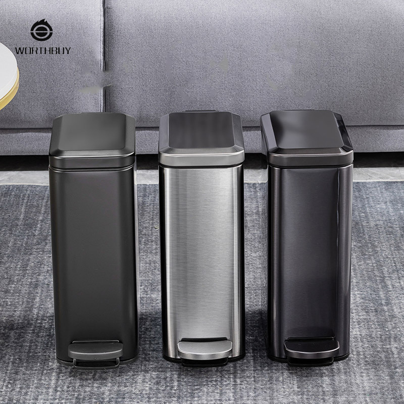 Garbage can living room light luxury kitchen pedal type cleat garbage can household bathroom narrow cleat Stainless steel ราคา 647 บาท*ส่งฟรี