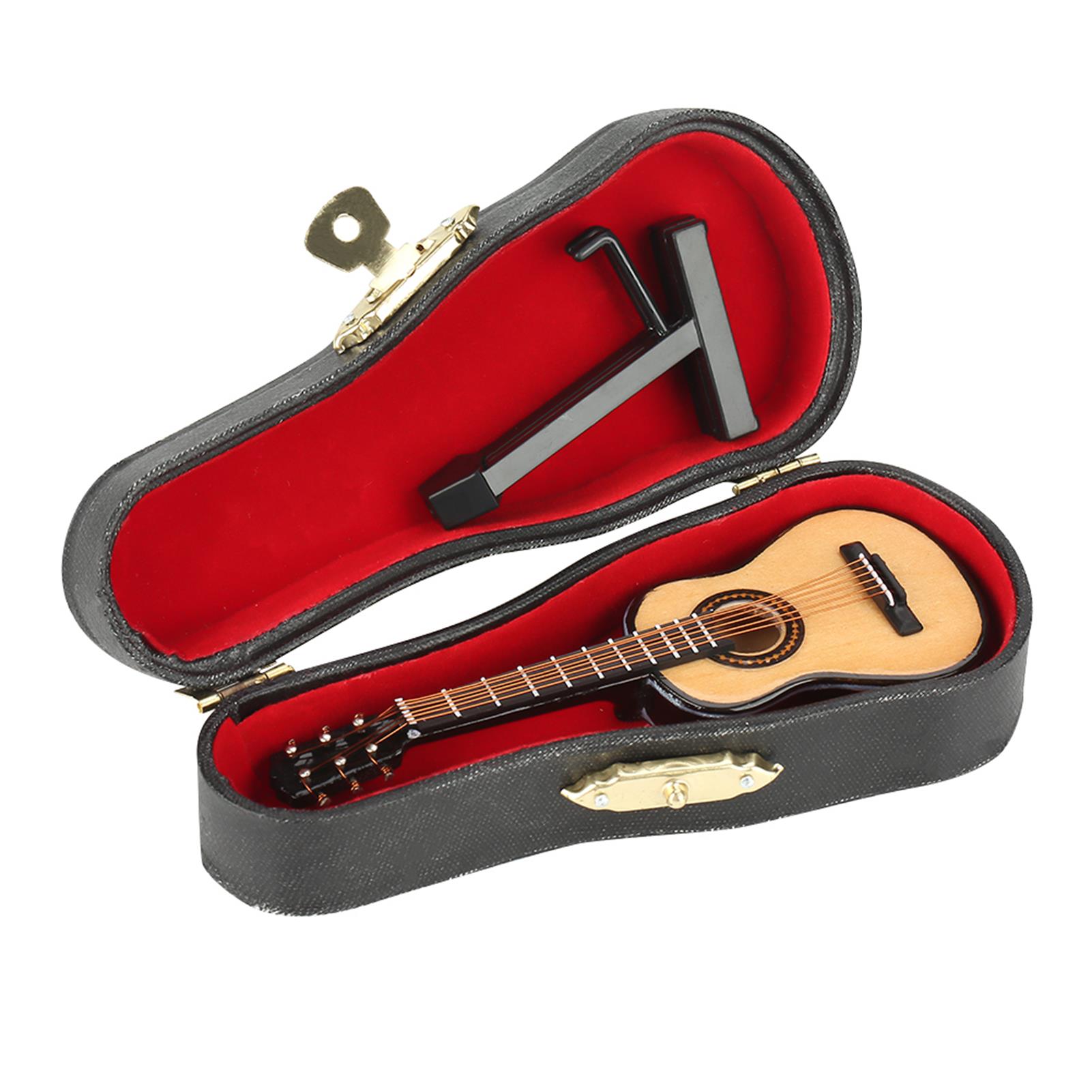 Walfront gỗ thu nhỏ Guitar mô hình cổ điển màu nâu Mini nhạc cụ trang trí bàn Handmade văn phòng nhà cửa