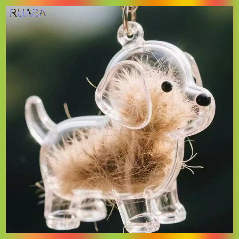 RUASA Rõ ràng Puppy tóc tưởng niệm lưu niệm viên nang pet của chó lông container tự làm mặt dây chuyền Keychain trang trí vật nuôi những người yêu thích nhà hiển thị Quà Tặng - 4