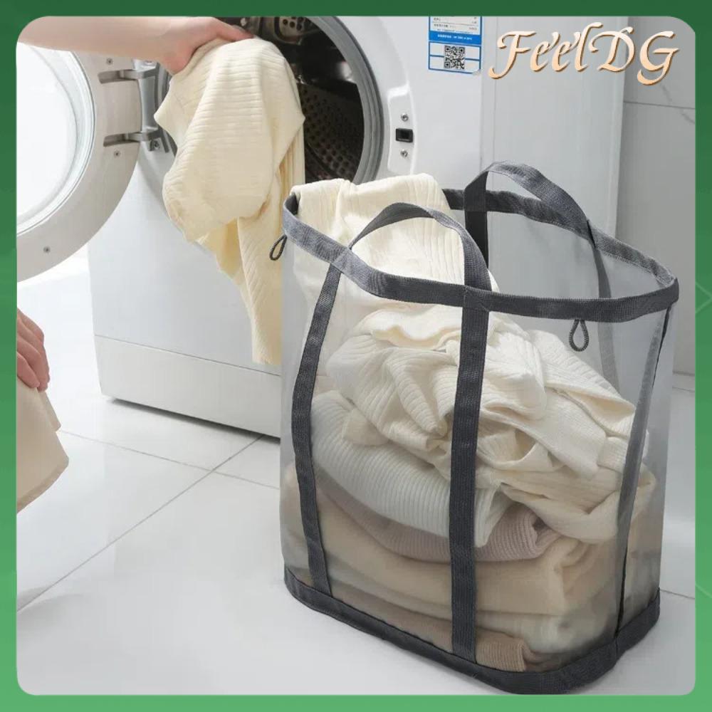 FEELDG Sức chứa lớn Giỏ đựng đồ giặt có thể gập lại Lưới Đựng đồ lặt vặt Giỏ đựng đồ Chất lượng Có thể treo Giỏ đựng quần áo bẩn Dành cho điện thoại