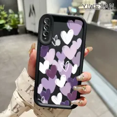 YIWESAN Casing Hp Untuk OPPO A31 2020 A8 Case ponsel pola Hati ungu dengan kasing HP anti drop pelindung Kesing lensa Peningkatan premium silikon Softcase Cesing