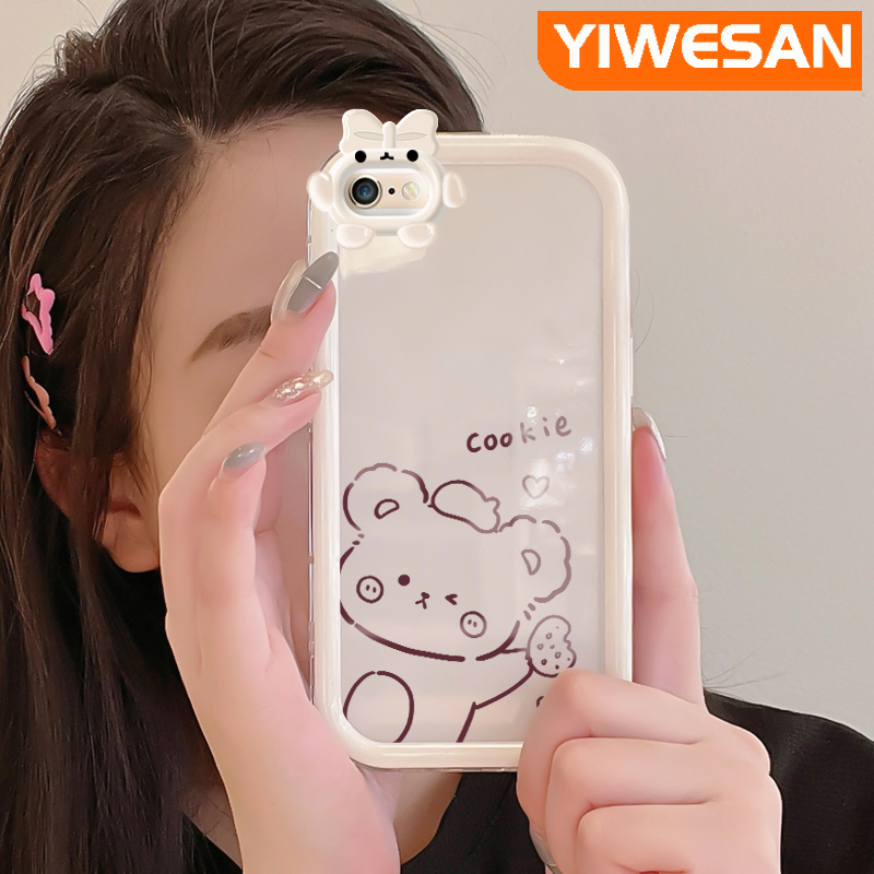 Yiwesan Ốp cho iPhone 6 Plus 6S Plus 7 Plus 8 Plus Ốp lưng hoạt hình dễ thương thời trang gấu nhỏ chống sốc trong suốt Ốp điện thoại sáng tạo Con Quỷ Nhỏ Ống kính máy ảnh bảo vệ silicon an toàn vỏ mềm