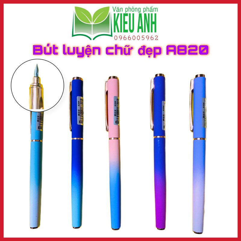 Bút luyện chữ đẹp A820 - Bút thân nhám nano ngòi đúc lá tre không gỉ - Bút lá tre thanh đậm đẹp viết