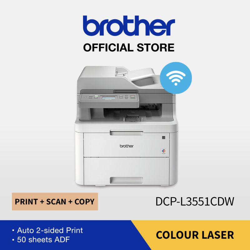 Brother DCP-L3551CDW 3-in 1 Wireless Colour Laser Printer | Auto 2-sided print | 50 sheets ADF | Scan,Copy Singapore