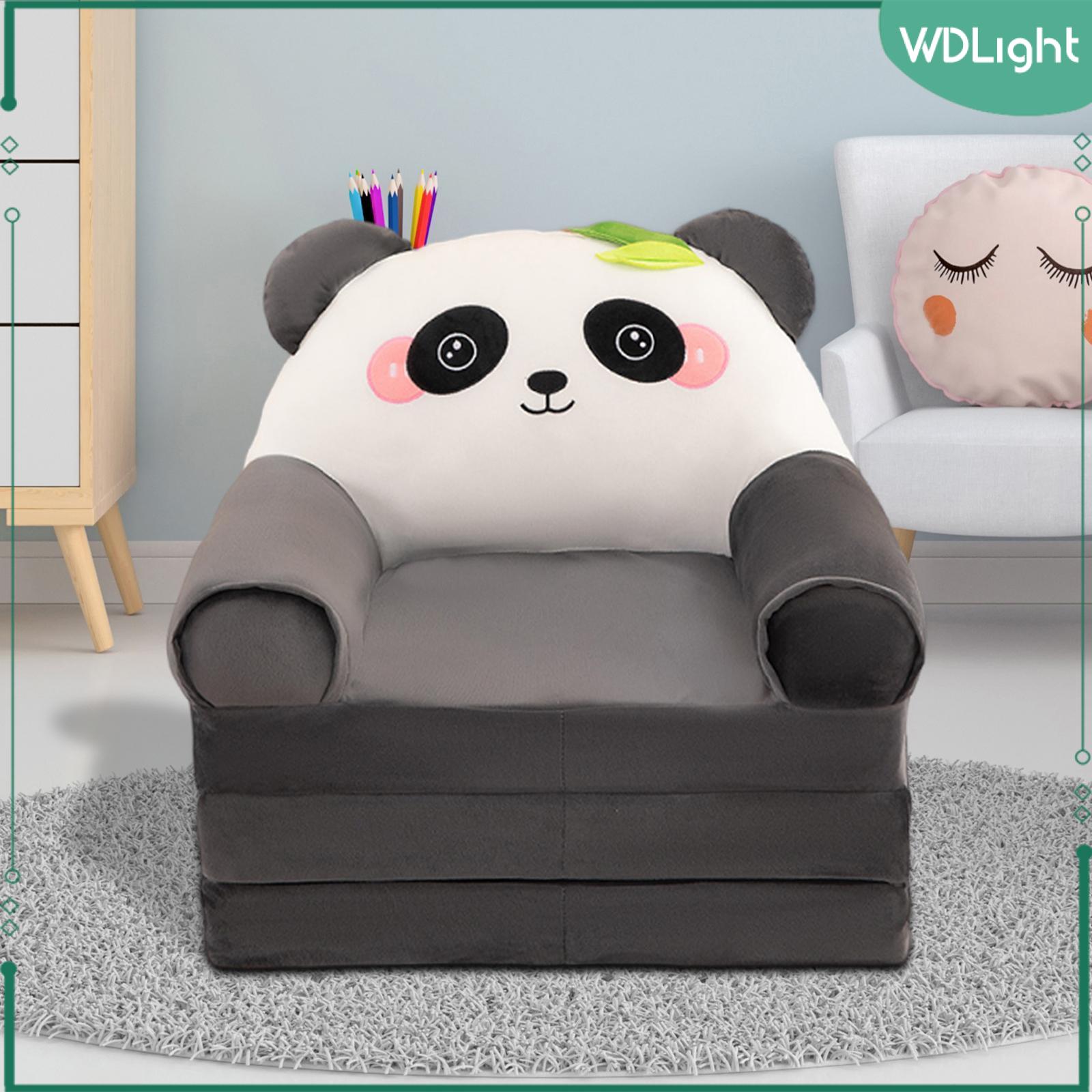 WDLight Kids Foldable Sofa Bed Cartoon Comfortable Furniture Armchair with Removable Cover for Nursery Living Room Playroom Bedroom - 2