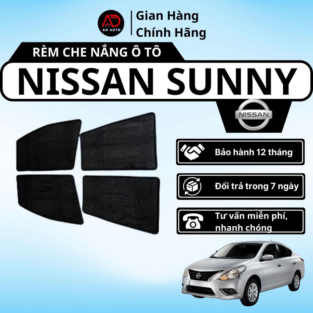 Rèm che nắng ô tô NISSAN SUNNY 2019, rèm nam châm ô tô che nắng chống tia UV, tránh quá nhiệt, chuẩn form, AD AUTO